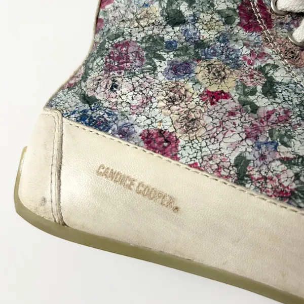 Candice Cooper High Top Leather Floral Printed Sneakers Cream Size 37 EU 6.5 US - Image 7