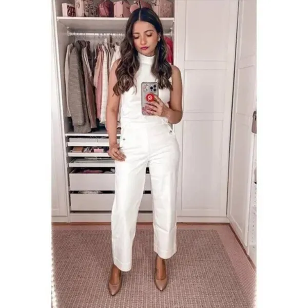 SPANX Stretch Twill Wide Leg Crop Pants in Bright White Size Small - Image 13