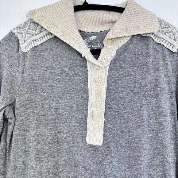 Free People Y2K Bella Swan Tunic Sweater Dress Elbow Patch‎ Women's Size M - Image 5