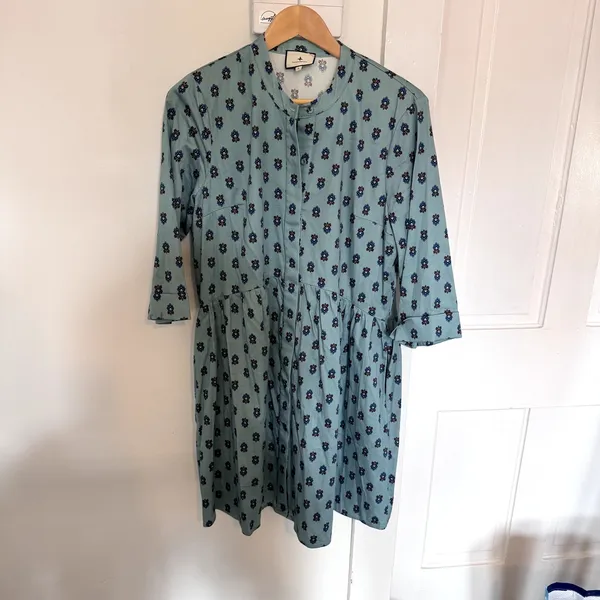 Tuckernuck Slate Blue Half Drop Royal Shirt Dress Size Large - Image 8