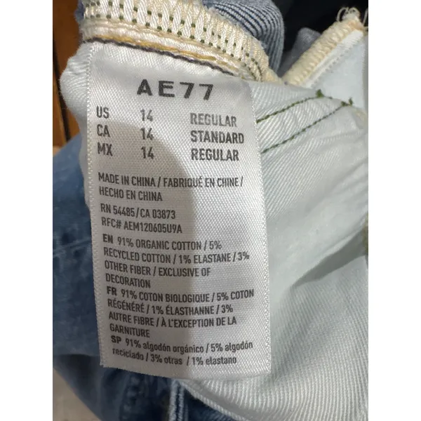 American Eagle AE77 Womens Low-Rise Flare Jeans‎ Medium Wash Distressed Size 14 Regular NWT - Image 10