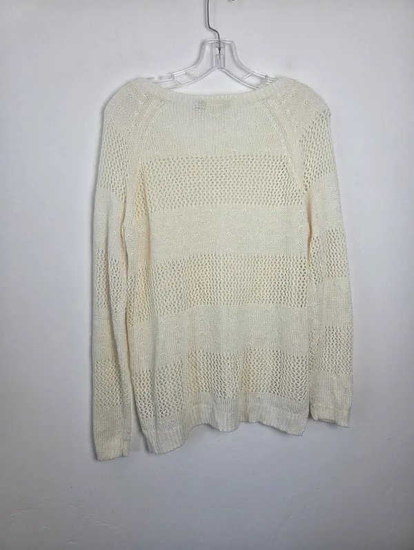 So. White Loose Knit Sweater Top Beachy Boho Ethereal Fairy Academia Angelic XL - Image 7