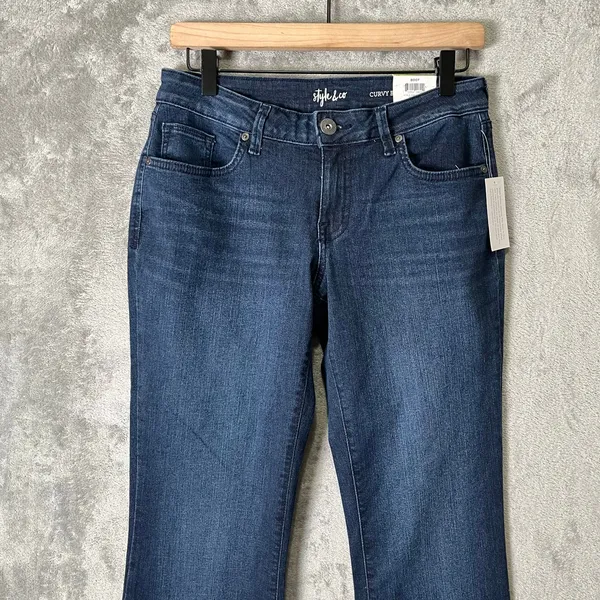 Style & Co Curvy Straight‎ Leg Jeans Low Rise 4L New Blue Cowboy Rodeo - Image 2