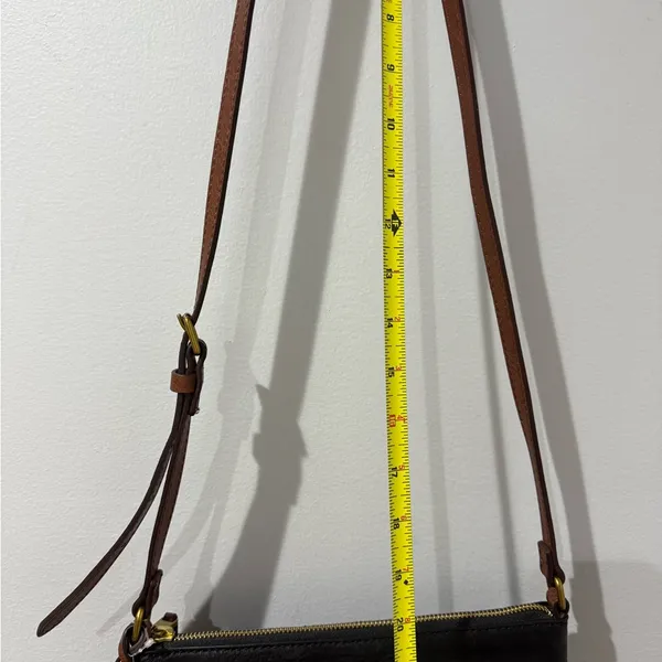 Fossil Fiona Striped Crossbody Bag Purse Handbag Black White Brown‎ With Key N - Image 10