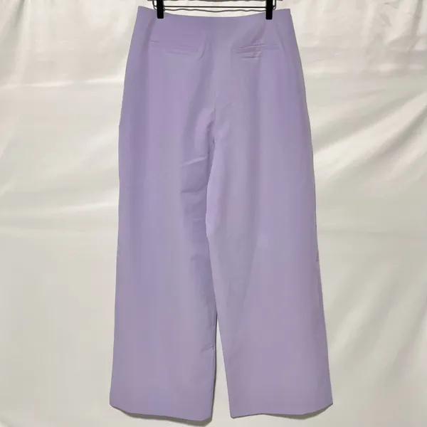 New Kathy Ireland Pleated Wide Leg Trousers Pants Wisteria Purple Size 12 - Image 12