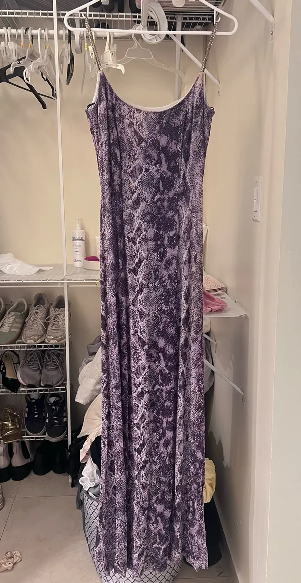 Animal Print Maxi Dress Purple Size M - Image 3