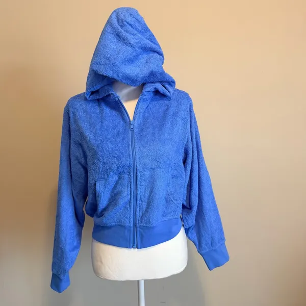 NWT SKIMS Terry cover up zip up hoodie in Tide women's size large RARE PIECE - Image 3
