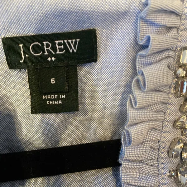 J.Crew Crystal Collar Sleeves Jean Shirt - Image 8