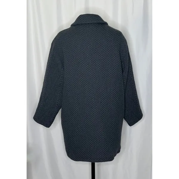 BOYNE VALLEY WEAVERS Wool Ireland Cable Knit Coat Jacket Gray Pockets Large - Image 8