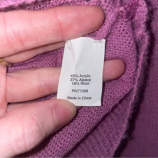 J Crew Size S Alpaca Wool Cardigan Purple Button Up Long Sleeve Knit Preppy - Image 5