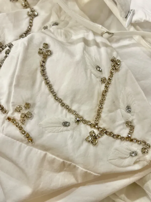 Zara viral tik tok Poplin Mini Dress with jewel appliqué/ floral embroidery M - Image 8