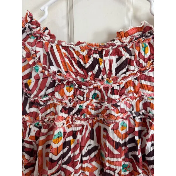Anthropologie Maeve Short-Sleeve‎ Ruffle Yoke Colorful Blouse size xs - Image 7