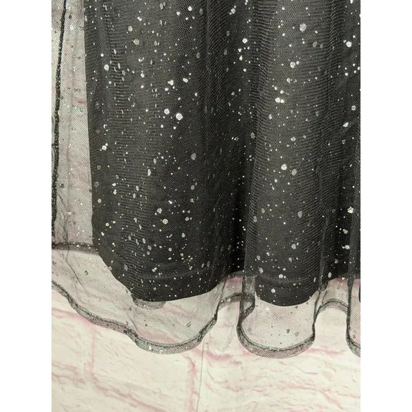 Black Glitter Mesh Long Sleeve Large Dress - Image 5