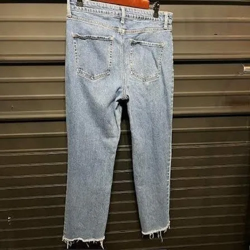 Womens Cropped Jeans Frayed Hem Light Wash Denim Blue‎ Pants - Image 2