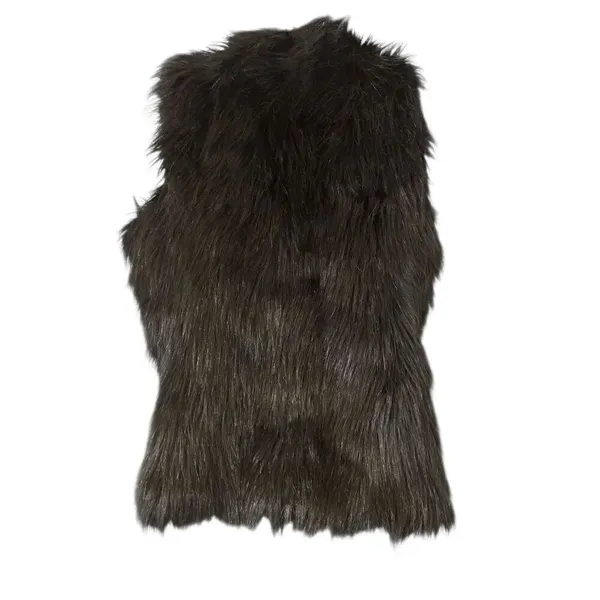 CHAUS New York Black lined Faux Fur Vest Size Small Open Front - Image 3