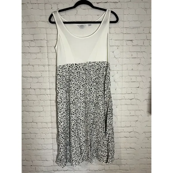 Seraphine Maternity Nursing Dress Skirt White Black Animal Print Midi Size 6‎ - Image 3