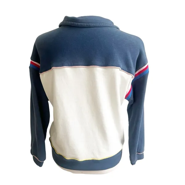 Anthropologie Pilcro 3/4 Zip Pullover Sweater Rugby Style Collared Size XS Blue - Image 3