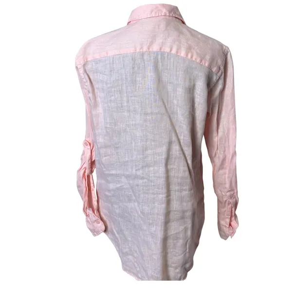 Ralph Lauren Relaxed Fit Linen Roll Tab Sleeve Top Womens S Minimalist‎ Pastel - Image 2