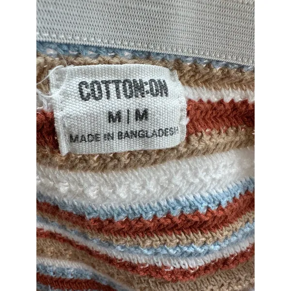 Cotton On Twiggy Knit Halter Multi Color Striped Crochet Sweater Mini Dress M - Image 4