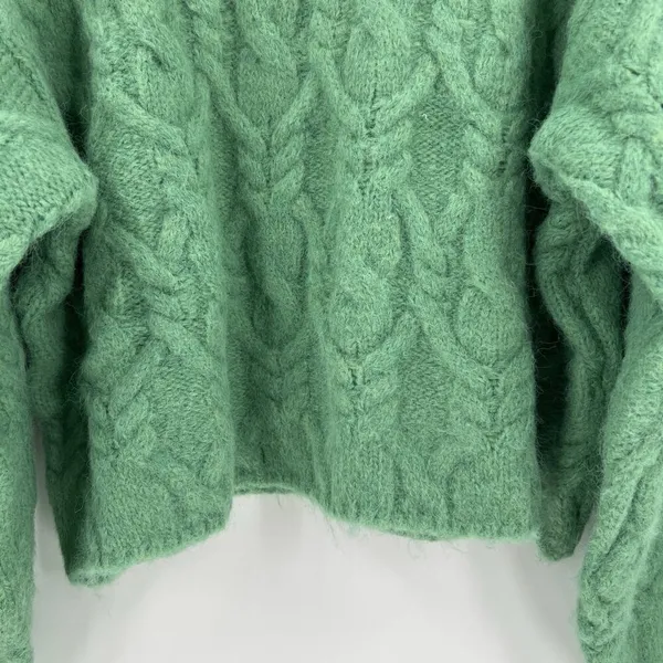 Vici Siarah Green Cable Knit Sweater Women's XL Crew Neck Ribbed Cozy Oversized‎ - Image 5