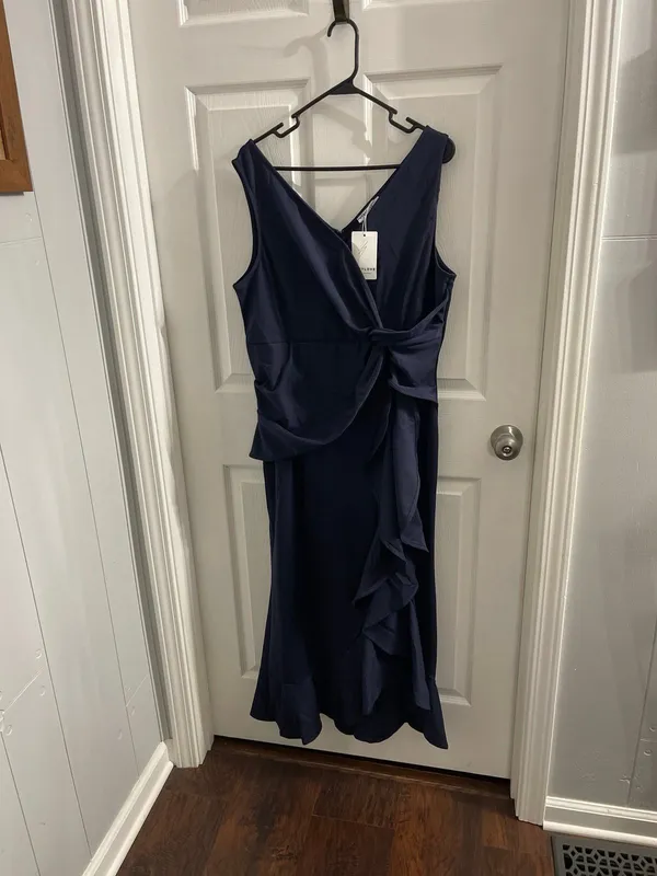 BeryLove Formal Evening Midi Ruffle Dress Navy Size 2XL New With Tag - Image 3