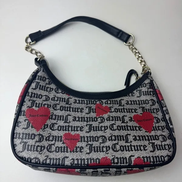VTG Vibe Juicy Couture Heart Monogram Shoulder Bag Goth Y2K 90s Grunge McBling - Image 6