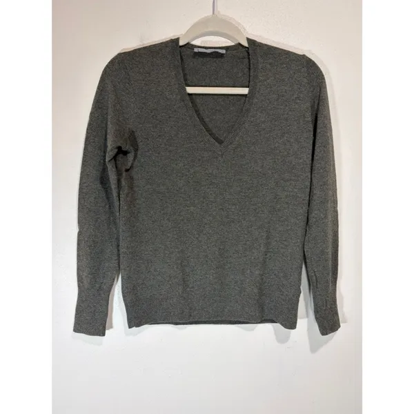 Everlane Size XS Cashmere V-Neck Long Sleeve Pullover Sweater Green - Image 14