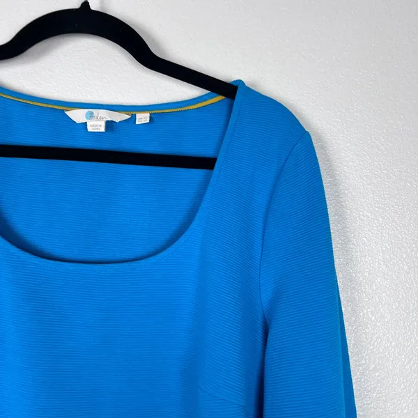 Boden Women's 3/4 Sleeve Scoop Neck Blouse Blue Sz 12 - Image 3