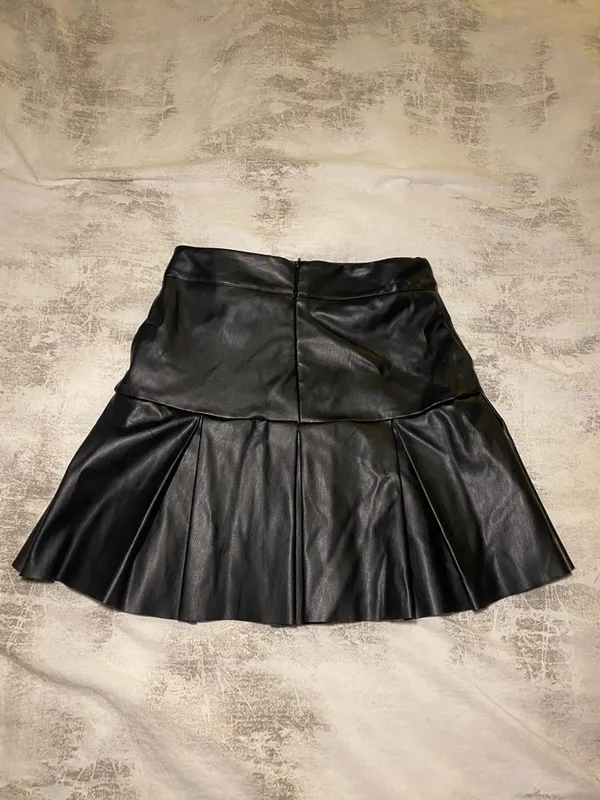 West of Melrose Black Faux Leather Pleated Mini Skirt - Image 3