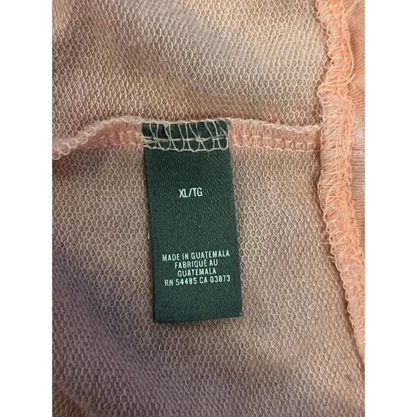 Aerie Shirt Womens XL Pink Terry Hooded V Neck Dolman Long Sleeve Tunic Top - Image 9
