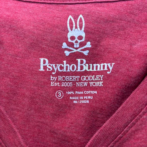Psycho Bunny Men's X-Small Tee Shirt V-Neck Red Pima Cotton Classic Size 3 - Image 10