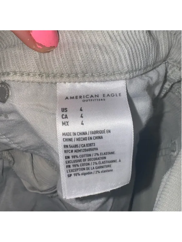 American Eagle Outfitters Women's Light Gray/tan Jean cutoff Shorts - Image 4