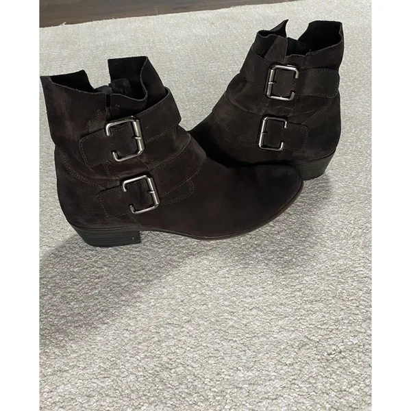 Paul Green Brown Suede Ankle Booties Buckle Zipper Women's US 6 miden 27.5 Cm - Image 8
