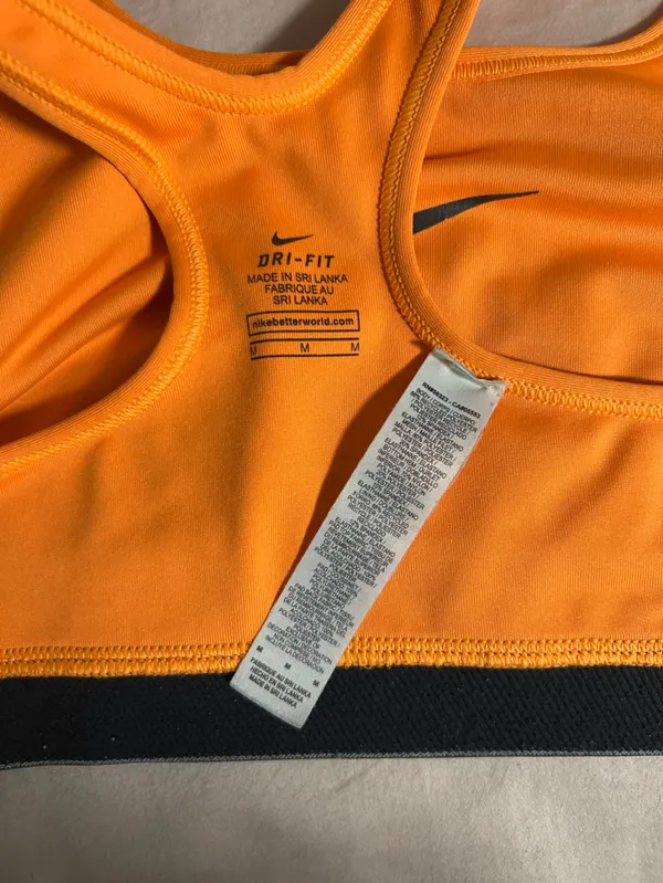 Nike Pro Orange Racerback Sports Bra Size M - Image 3
