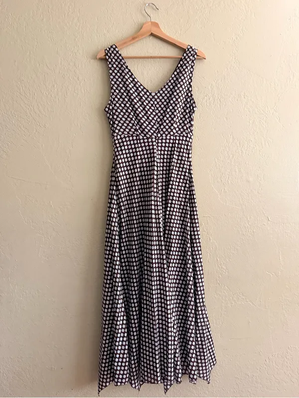 Paraphrase Brown land White Polka Dot Maxi Dress - Image 3