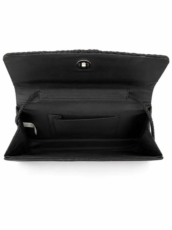 Black Pleated Knot Formal Bag - Image 3
