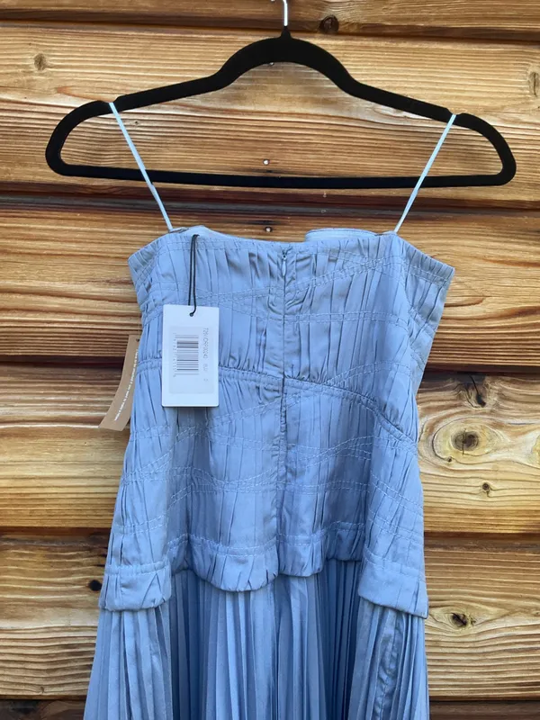 O.p.t. Few Moda Blue Size 2 ADA Pleated Strapless Midi Dress - Image 12