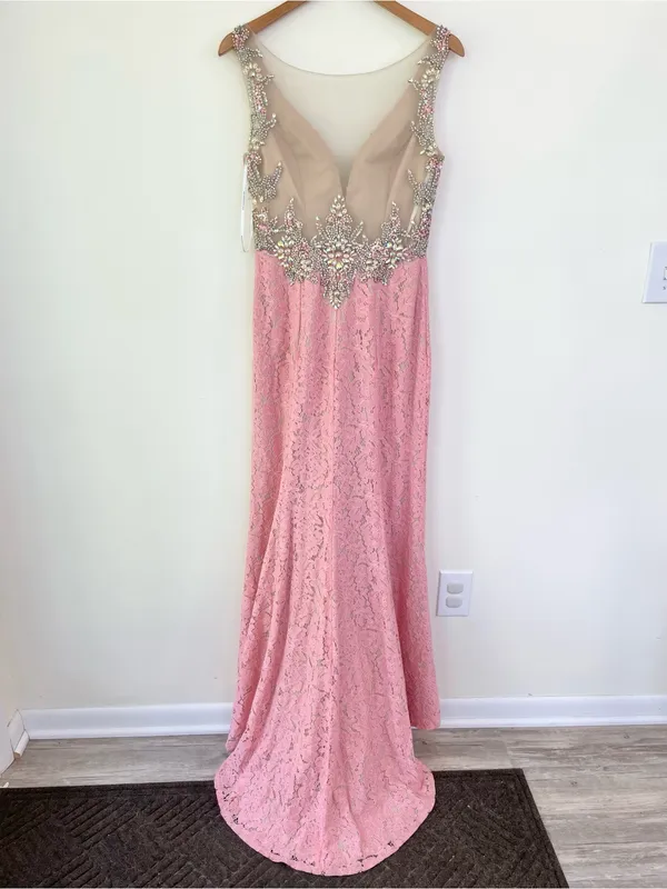 Alyce Paris Lace Beaded Sleeveless Mermaid Formal Gown Dress in Pink size 6 - Image 7