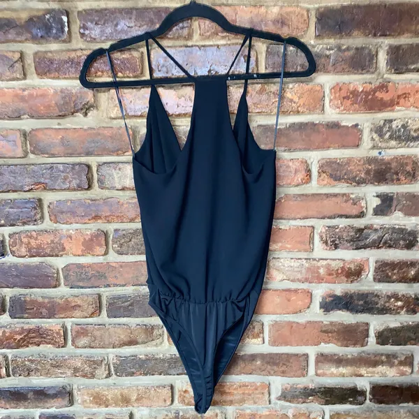 Lulu's Black Sleeveless Surplice Well Dressed Bodysuit Women's Size Small - Image 7