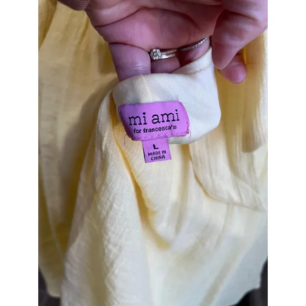 Francesca's Mi Ami Yellow Ruffle Dress Cottagecore Romantic Summer‎ Size L - Image 9