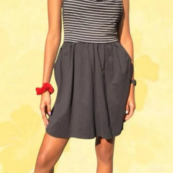 Roxy Little black dress with white stripes - Image 3