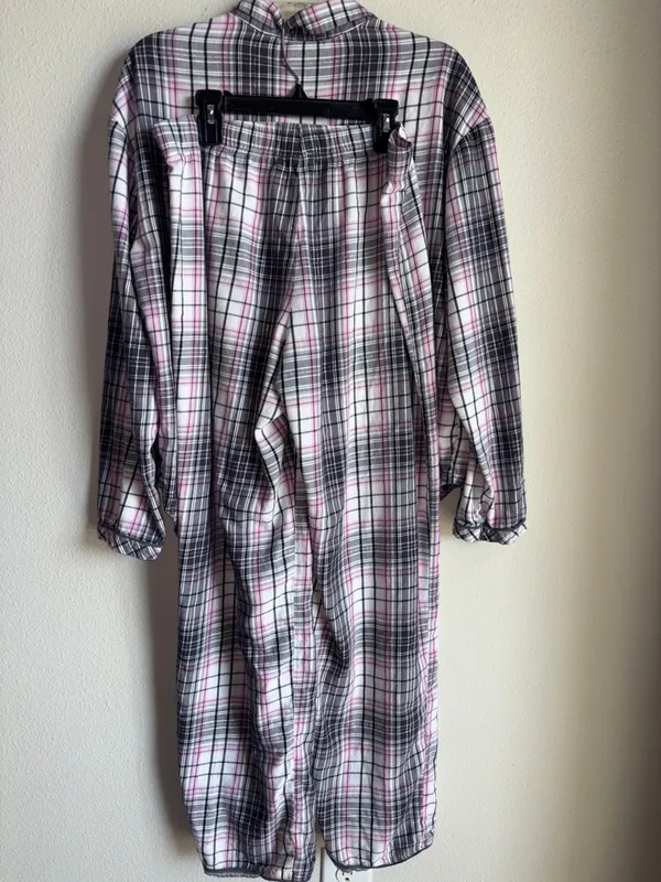 Victorias Secret Pink and Black‎ Sparkle Plaid Pajama Set Womens Medium - Image 2