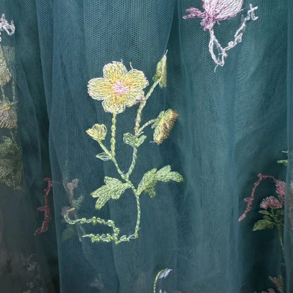 Green Embroidered Tulle Corset Mini Dress 12 Fairycore Prom Homecoming Formal - Image 6