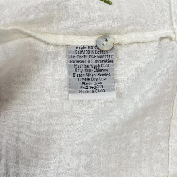 NWOT Johnny Was Cotton Embroidered Short Sleeve Blouse Boho Chic White Size M - Image 12
