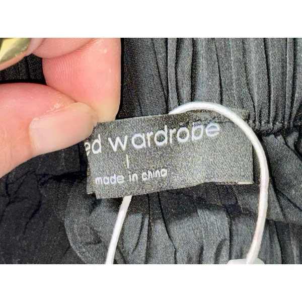 NWT Naked Wardrobe Black Crinkled Pleated Wide Leg Pants Womens Size L Large NEW - Image 5