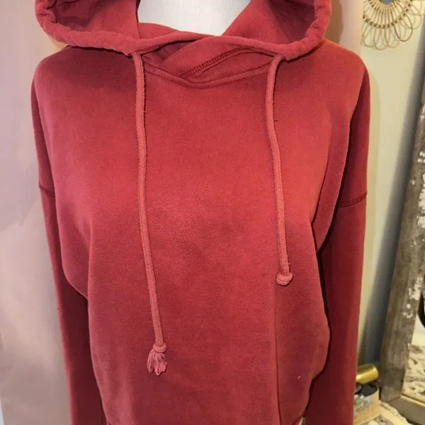 Abercrombie And fitch Slightly‎ Cropped Hoodie Red Medium - Image 5