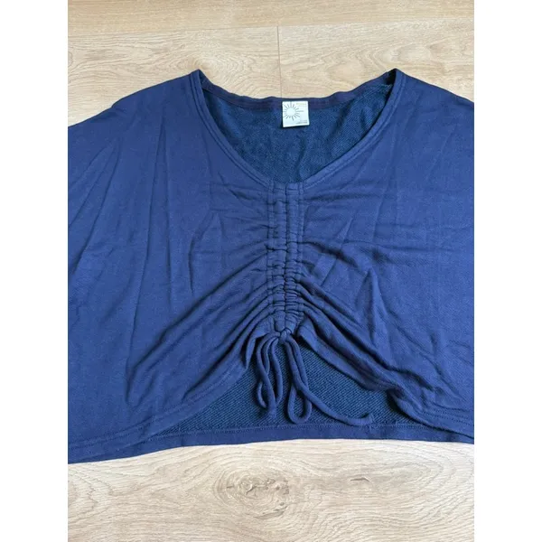 EUC Aerie Offline long sleeve blue cinch front terrycloth sweatshirt Cropped XL - Image 4
