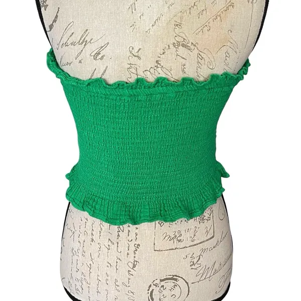 American Eagle Strapless Tube Ribbed Top Crop XS Green - Image 3