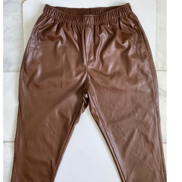 Ariat Womens Brown Faux Leather Western Jogger Pants High Rise Size L‎ 1005037 - Image 6