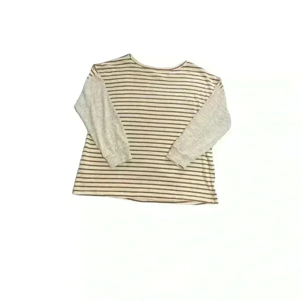 Bibi Womens Sweatshirt cream with brown stripes Size L Soft Stretch ss6 - Image 3